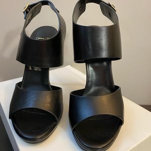 Black leather heels. Made in Italy. Size 8.